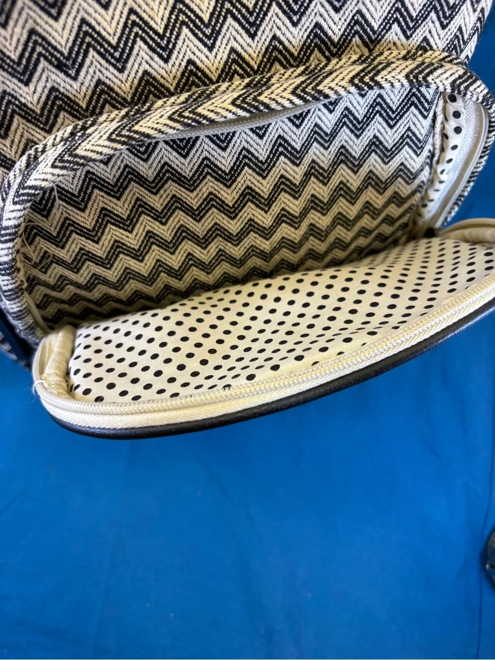 Madden Girl Black & White Chevron Travel Backpack with side, & 2 front pockets